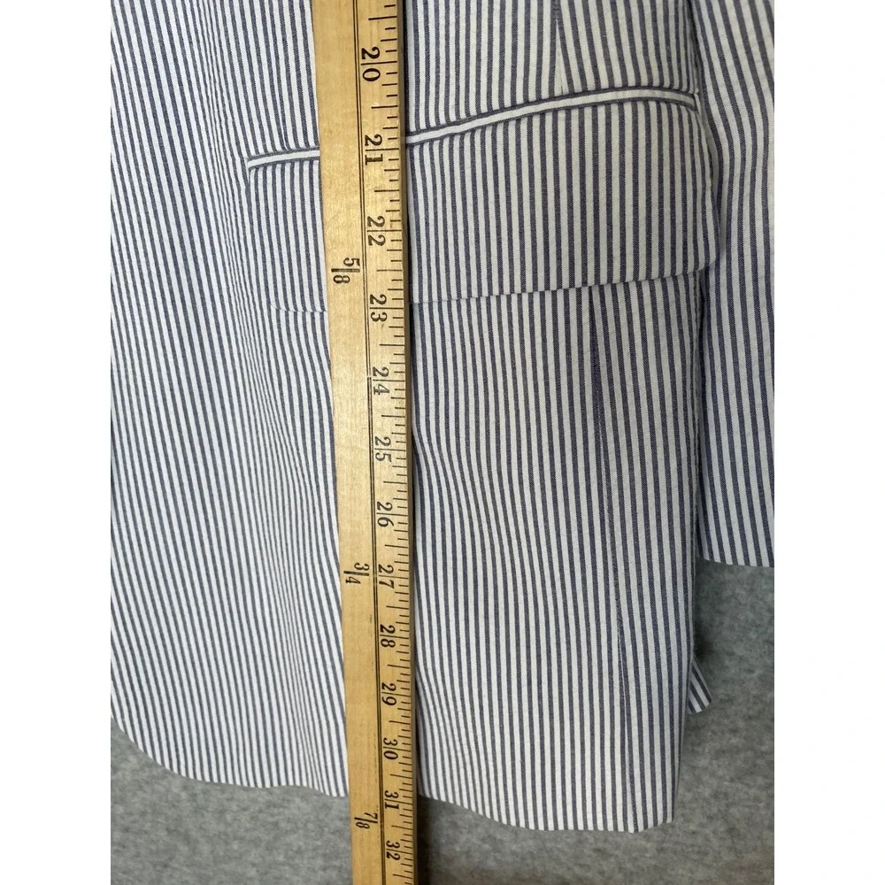 Jos A Bank Stays Cool Tailored Fit Suit Mens 41R Seersucker‎ Striped Blue White
